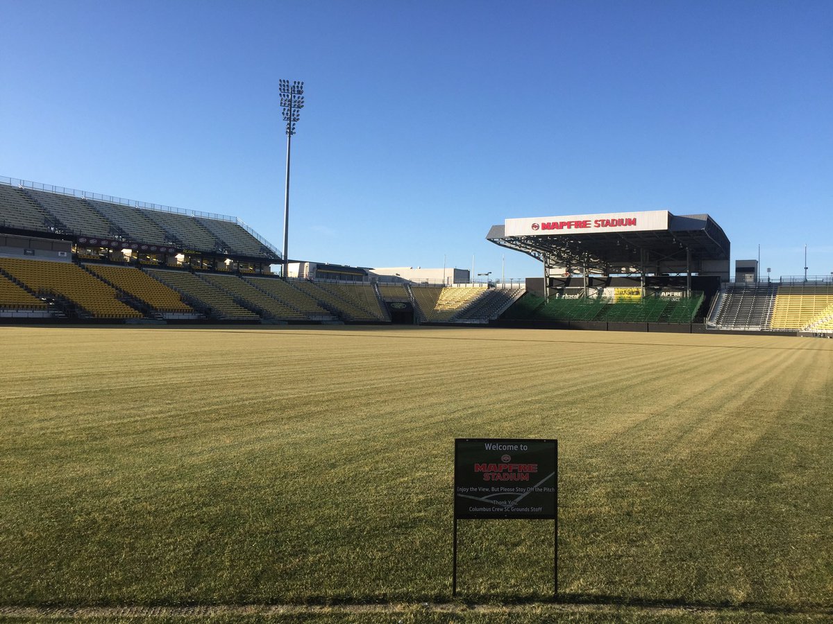 Mowed some of the brown tips off today. Fertilizer and tarps on Monday in prep of the #CrewSC opener in 3 weeks.