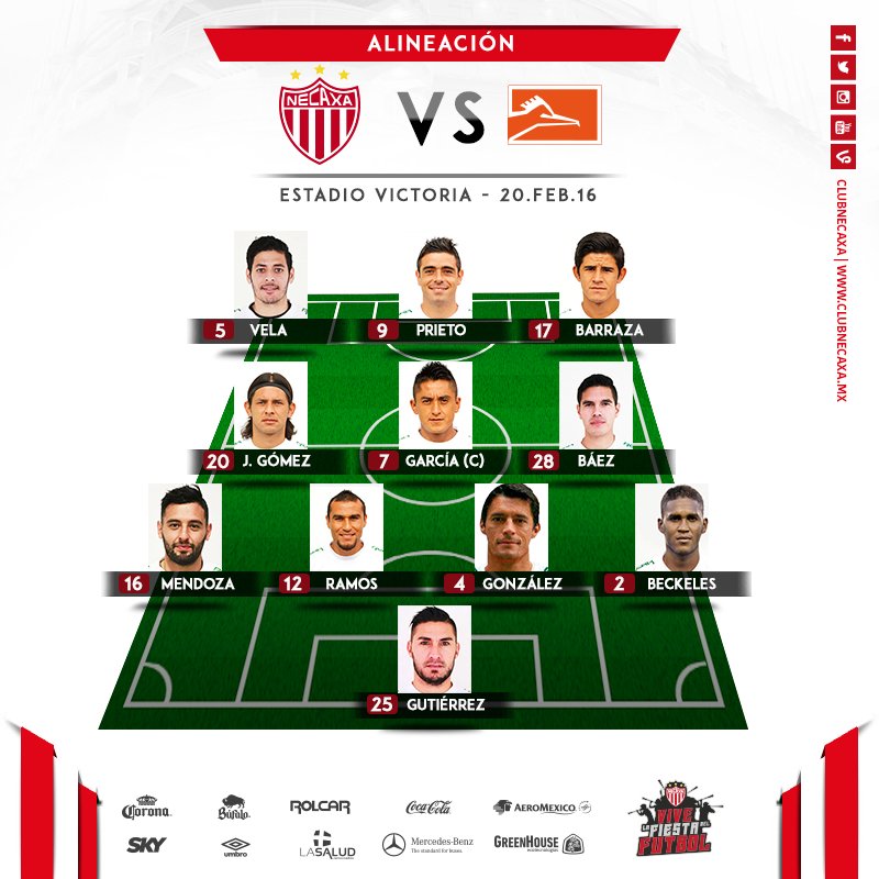 ClubNecaxa's tweet photo. Alineación de los Rayos #NEC vs #UAT #ViveLaFiestaDelFutbol https://t.co/WaqFsEdrdW