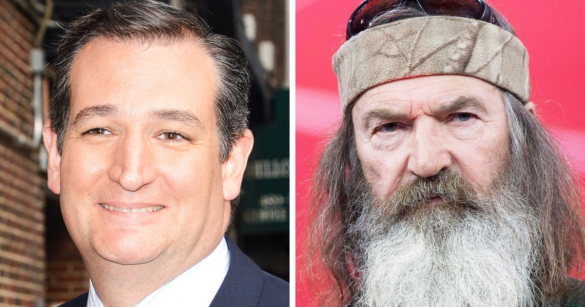 usweekly's tweet photo. Ted Cruz suggests #DuckDynasty star Phil Robertson should be a U.N. ambassador: https://t.co/ueNTt5jX3V https://t.co/hzKGjo1AXl