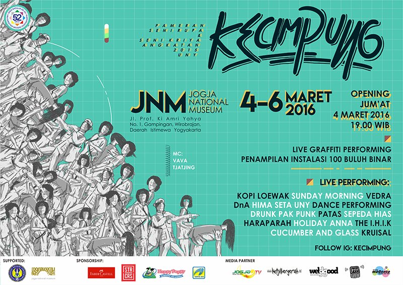 #event | KECIMPUNG: Pameran Seni Rupa &amp; Seni Kriya Ang 2015 UNY, 

4-6 Mar'16 di <a href="/jnm_yk/">JogjaNationalMuseum</a> 
*Opening 4 Mar 19.00