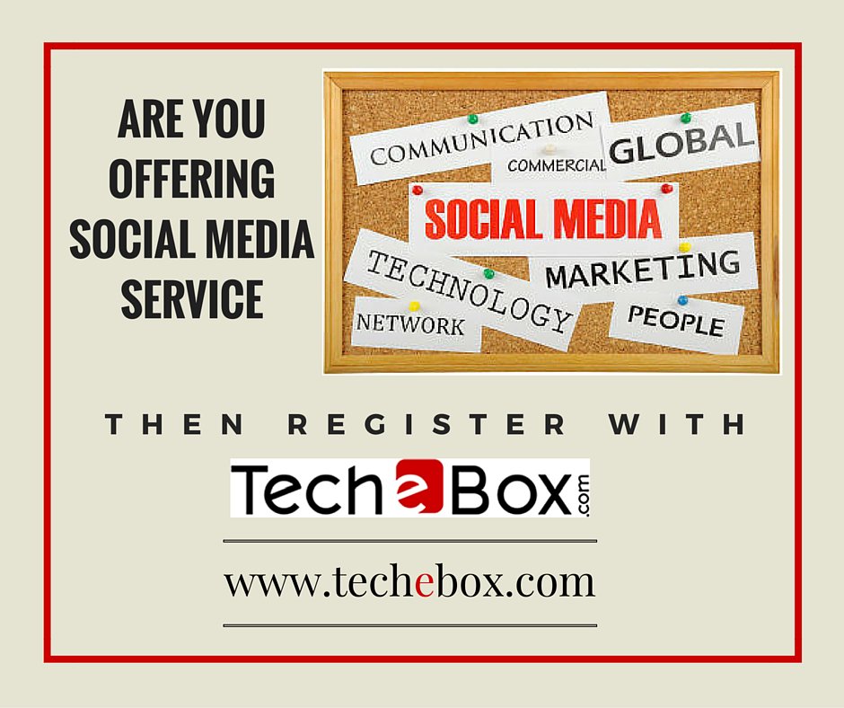 techebox's tweet image. Register with #techebox if you own a Social media Agency techebox.com #EcommercePortal