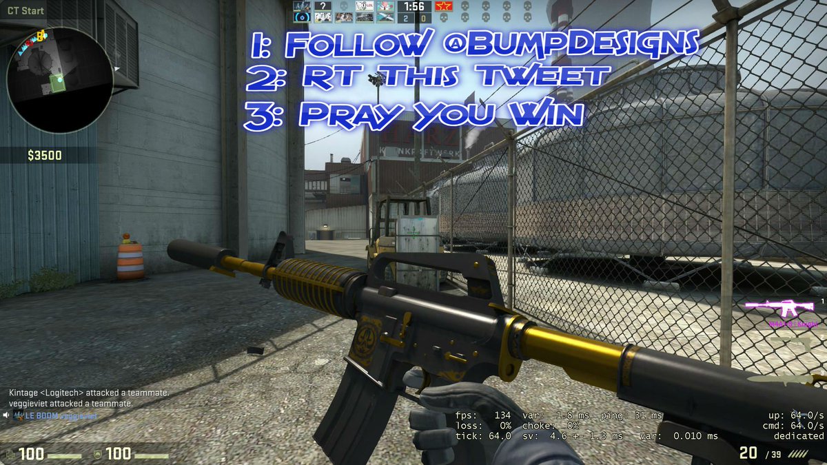 ohNexx's tweet image. M4a1-s | Knight Giveaway

1:Follow @BumpDesigns 
2: RT This Tweet
3: Pray You Win :)
Winner announced when I wake up