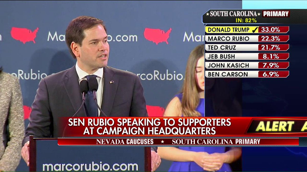 FoxNews's tweet photo. .@marcorubio: "I have an incredible affection and admiration not just for @JebBush but for his family." #SCPrimary https://t.co/YA62mZQYTK
