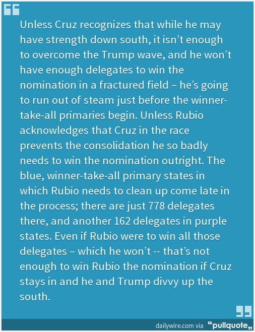 benshapiro's tweet photo. To Stop Trump, Rubio Must Offer Cruz VP Or Supreme Court Spot | Daily Wire https://t.co/T4uCmmDPo9 https://t.co/628dx649m1