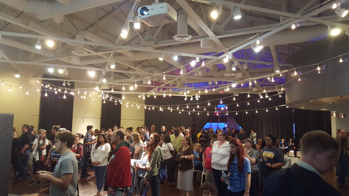 BJohnsonICT's tweet photo. 400+ at the rally tonight at @ABODEVenue  #ICTBernie #FeelTheBern https://t.co/sfZb9L7SEM