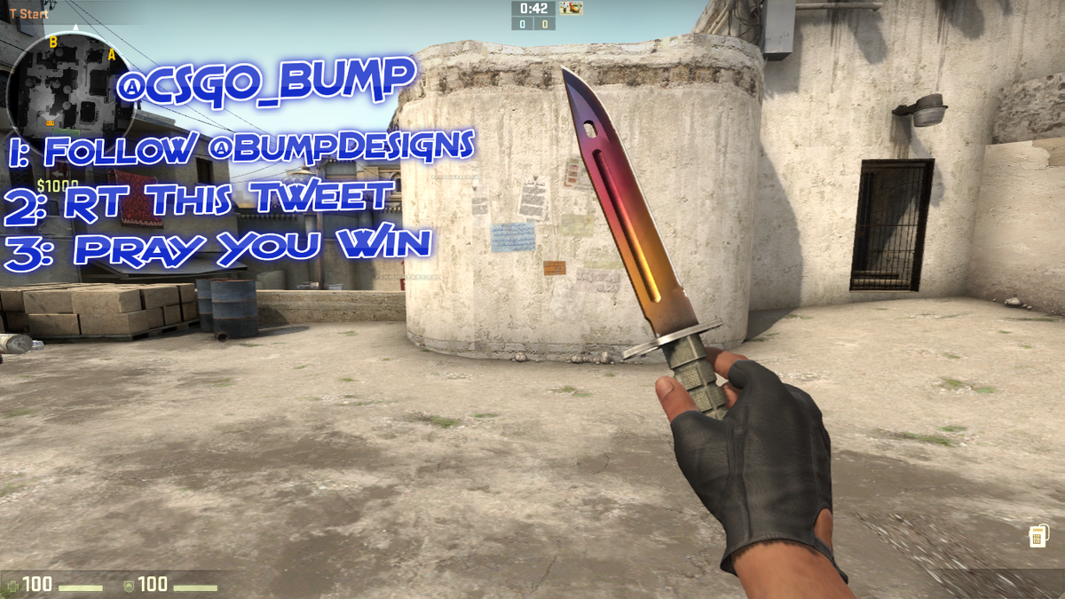 ohNexx's tweet image. Bayonet | Fade Giveaway
1: Follow @BumpDesigns 
2: RT This Tweet
3: Pray You Win :)
Winner announced at 50 rts