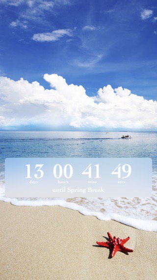 13 days 00 hours 41 mins 49 secs until Spring Break bit.ly/7lcntd <a href="/sevenlogics/">Sevenlogics</a>