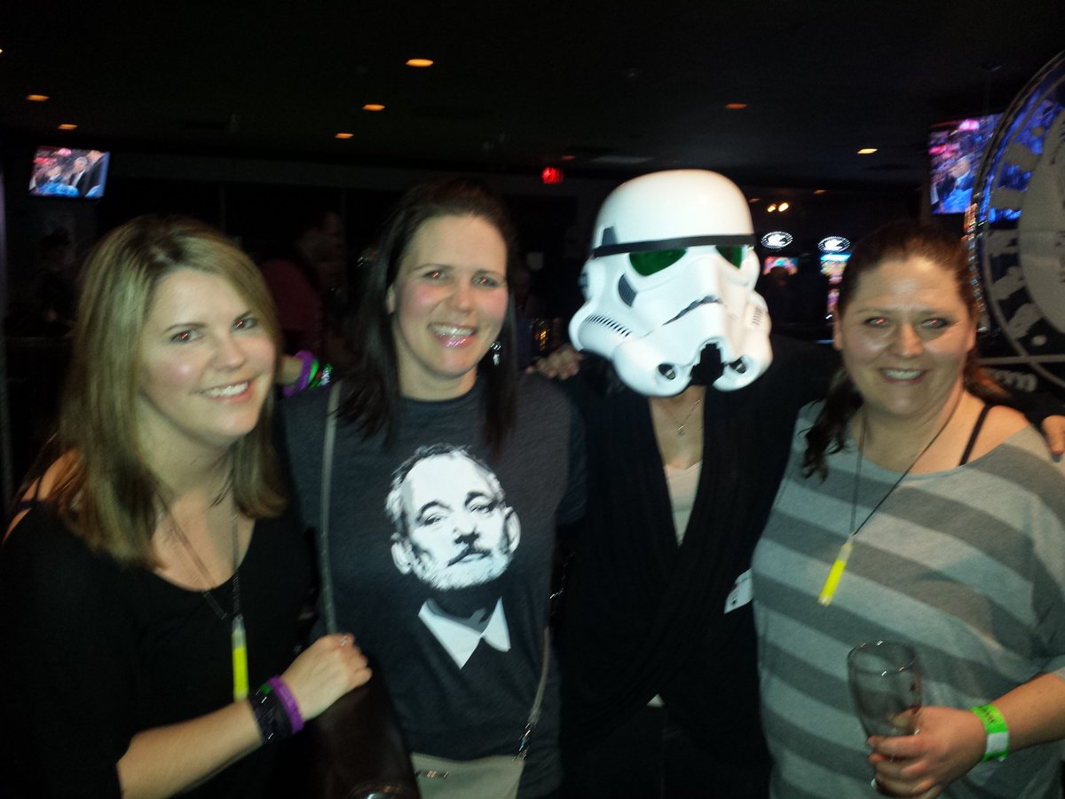 kellysboudreau's tweet photo. Hawt ringette chicks and storm troopers and Bill Murray...fun! #yycmeetup5 #partywithapurpose https://t.co/r9ZBBjKNJt