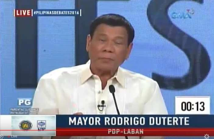 anthesguerra's tweet photo. #RodyDuterte: I am here because I love our country. #PilipinasDebates2016 #VotePH2016 https://t.co/A17V9gGTGg