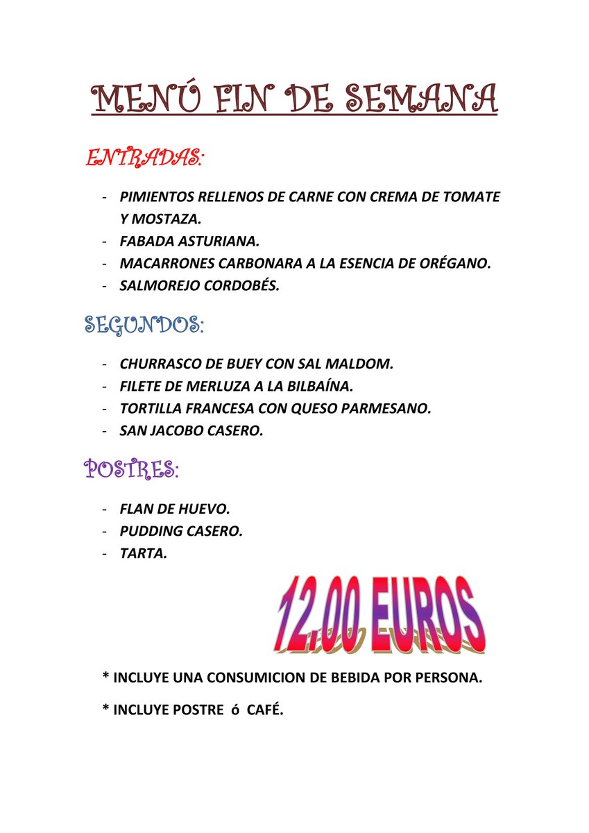 OlivenzaRivas's tweet photo. Este fin de semana, de nuevo, menús ricos, ricos, para entrar en calor.... MENÚ FIN DE SEMANA, 12€ por persona. https://t.co/qGOj3o03zk