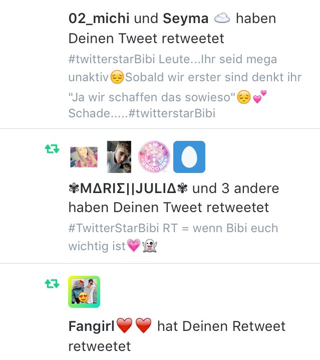 mypassionasnini's tweet photo. Leute,ich bin mega stolz auf uns! Ihr RT super aktiv, ich glaube daran das wir das schaffen können💪🏻#twitterstarBibi https://t.co/3XfonbeI8u