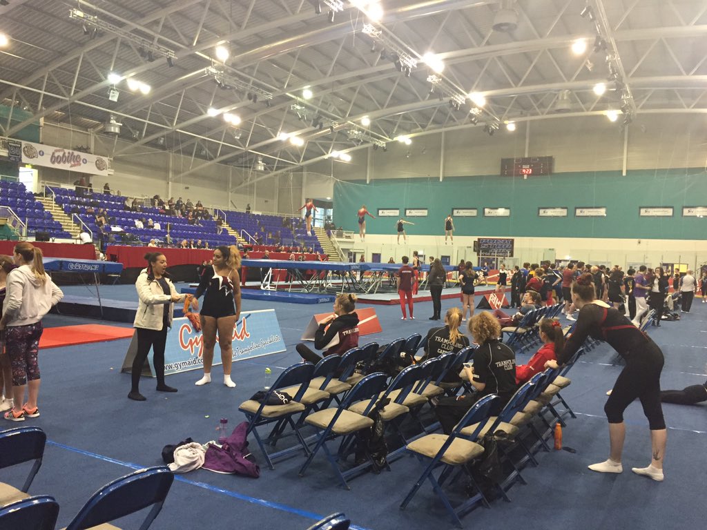 JournoDannyW's tweet photo. Day two of the BUCS Nationals Trampolining championships here at @ice_sheffield. Updates throughout the day #UoSBUCS https://t.co/X6MpqNmO21