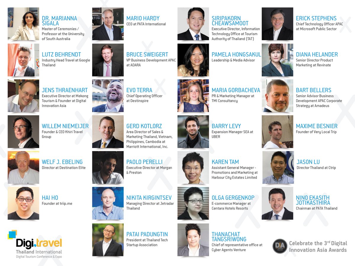 DigiTravel_TMA's tweet photo. Amazing speakers at #DigiTravel #Thailand International #Conference in #Bangkok. Register at https://t.co/uCpH5lZbi4 https://t.co/N9630kuurX