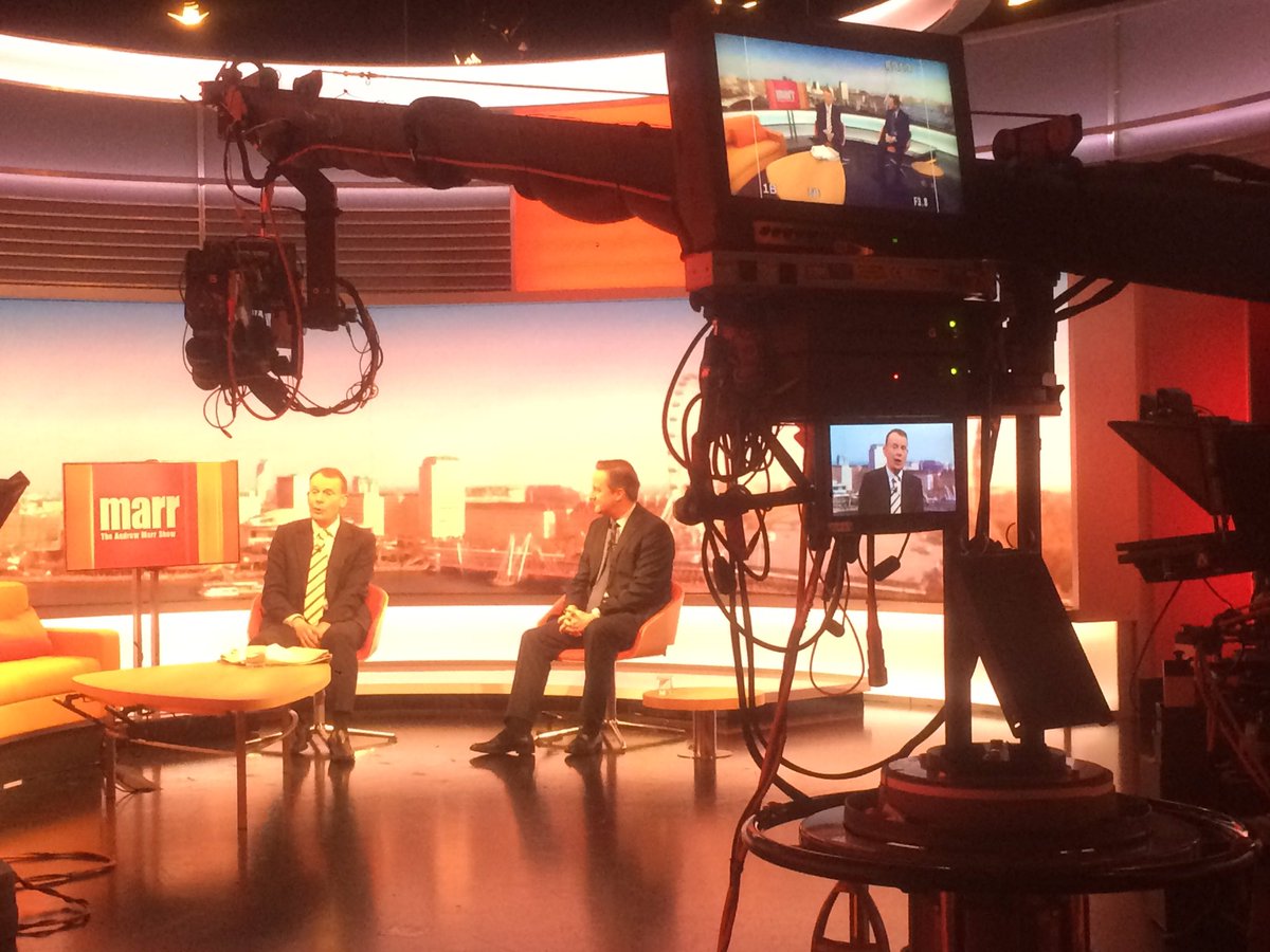 bbcnickrobinson's tweet photo. "Strength in numbers in a dangerous world" - @David_Cameron makes his pitch on #marrshow https://t.co/ZxWwmhCJ6Q