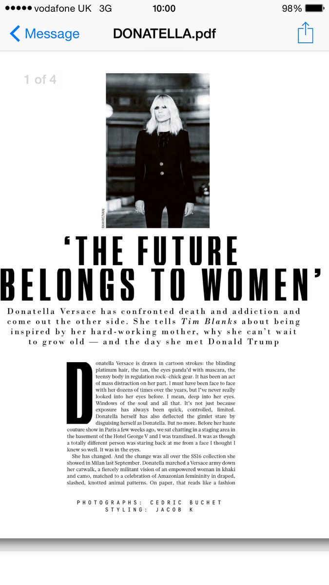 CroftClaudia's tweet photo. Read Tim Blanks interview with @TheSTStyle guest ed Donatella Versace FREE! On this link. https://t.co/pdN06JF4K8 https://t.co/GawI1B0mPA