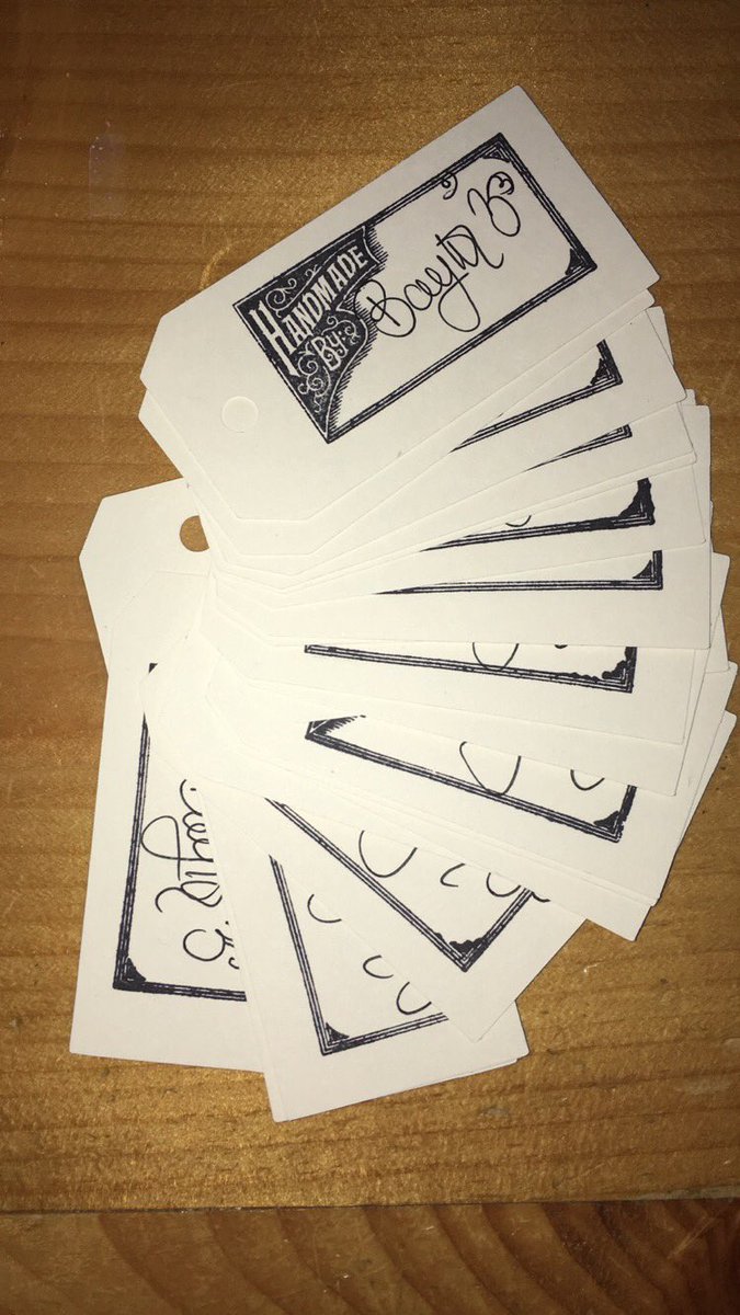 Just finished up making these tags for shirts ✌🏼️ #handmadebybaylor