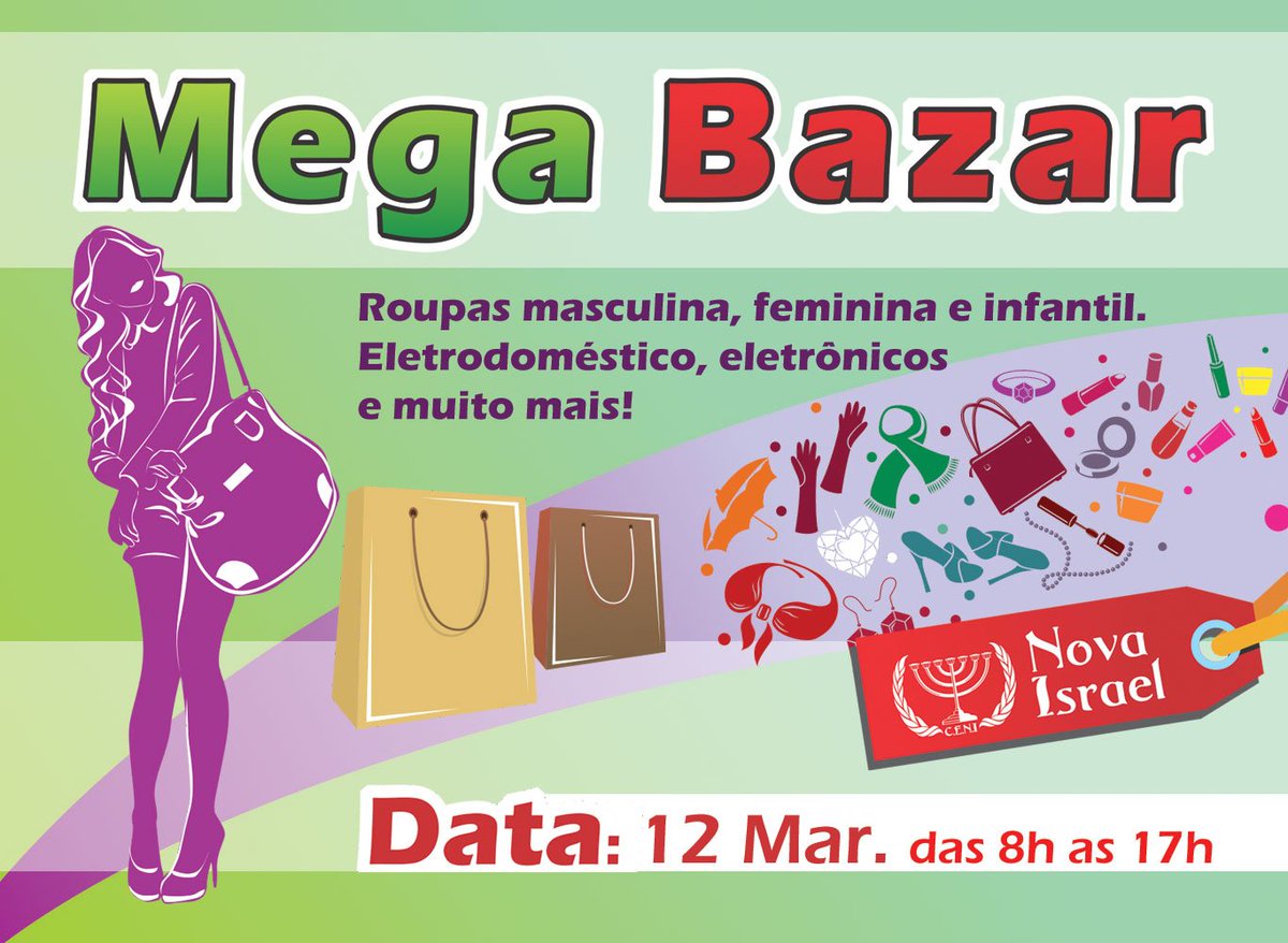 MEGA BAZAR CENI - 12 Março das 8h as 17h #bazar #igreja #megabazarceni
