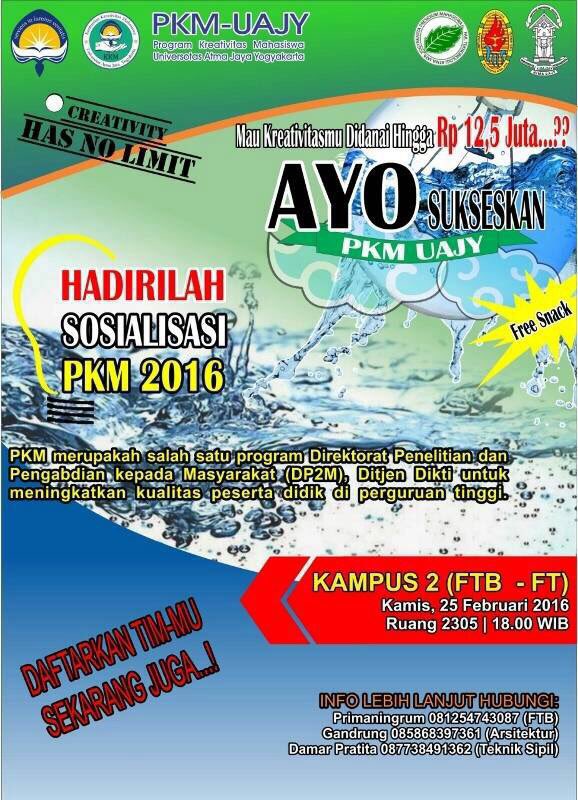 Kembangkan kreatifitasmu untuk teknik sipil lebih jaya! Ayo ikut sosialisasi pkm free snack lho