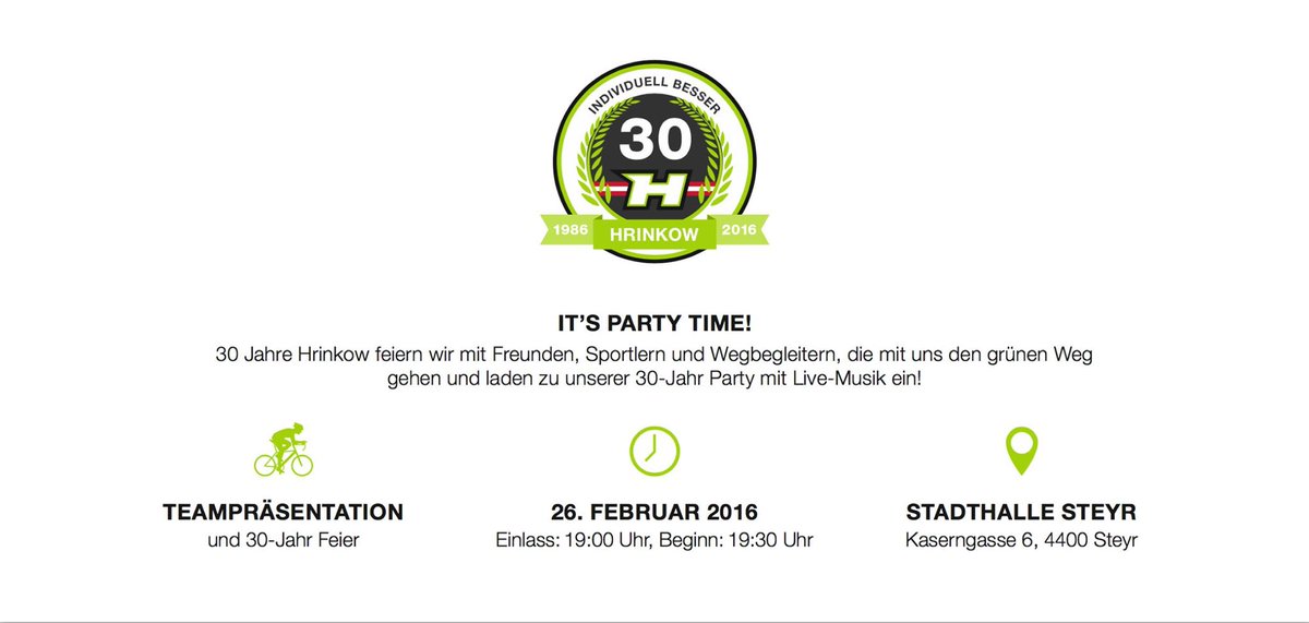 next Friday is party time! Team presention and 30 years Sport Hrinkow Party. #cycleang #party