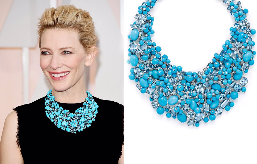 Katerina__Perez's tweet photo. #Turquoise #aquamarine #diamond #Bib #necklace #BlueBook2015 @TiffanyAndCo https://t.co/SIlhCexLMY #CateBlanchett https://t.co/N0gI2t5eHX