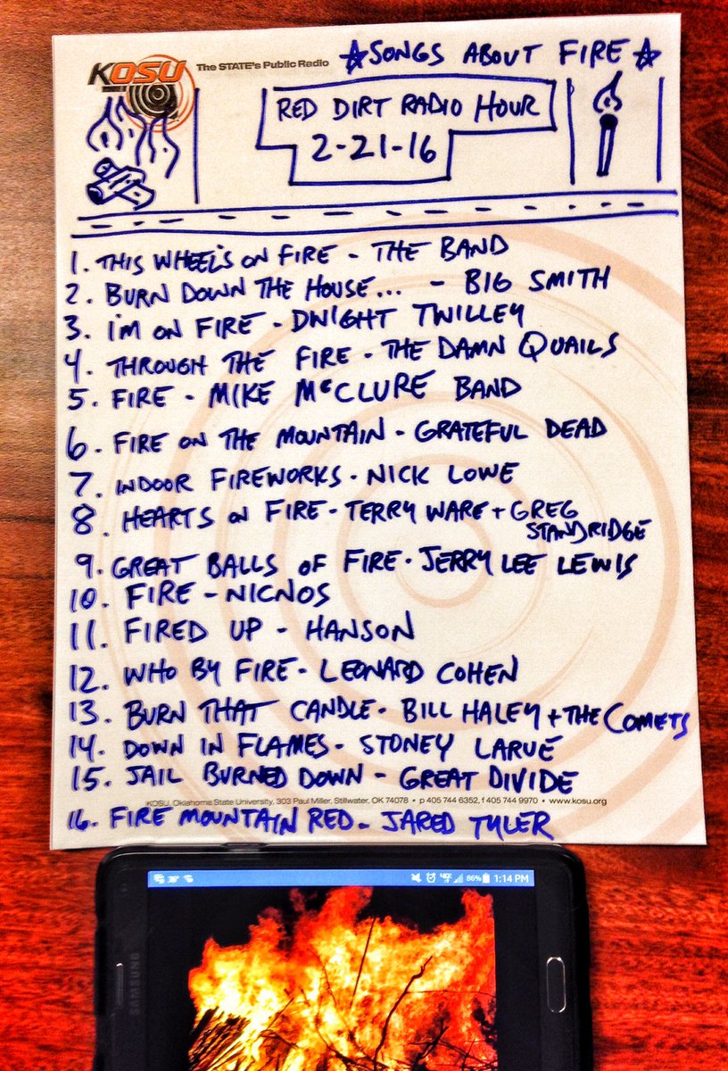bradpiccolo's tweet photo. Gonna be a hot show 2Nite on the RDRH @KOSURadio: Songs about fire. Grab a cool drink and tune in. https://t.co/b0xPsB9QRf