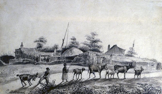 ShevchenkoMusej's tweet image. Шляхами Тараса Шевченка. Київ середини ХІХ століття в малюнках приятеля поета – Михайла Сажина. Фонди НМТШ