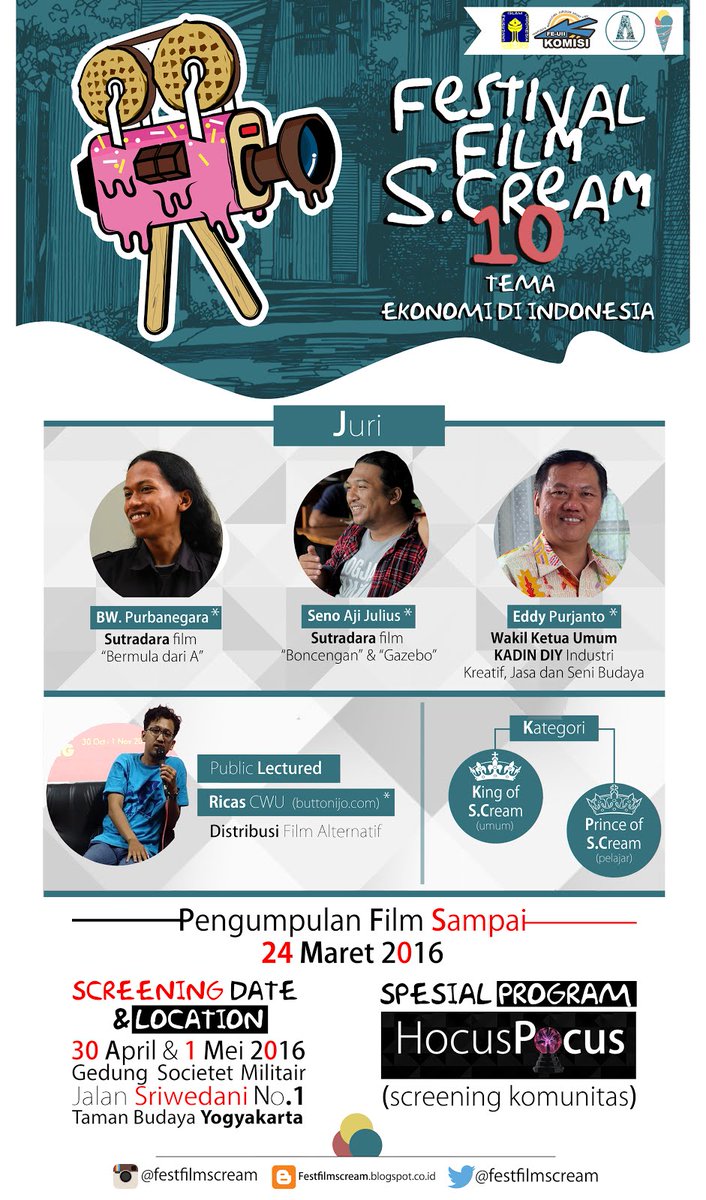 FestFilmScream's tweet photo. FFS.Cream 10 on 30 April &amp; 1 Mei 2016. At Gedung Societet Militair, TBY.

Speak up your mind. We challenge you! https://t.co/qnjig6Z6eu