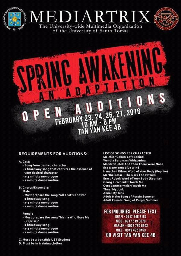 hannahetrazal's tweet image. Mag-audition na kayooooo!!! #SpringAwakeningMDX