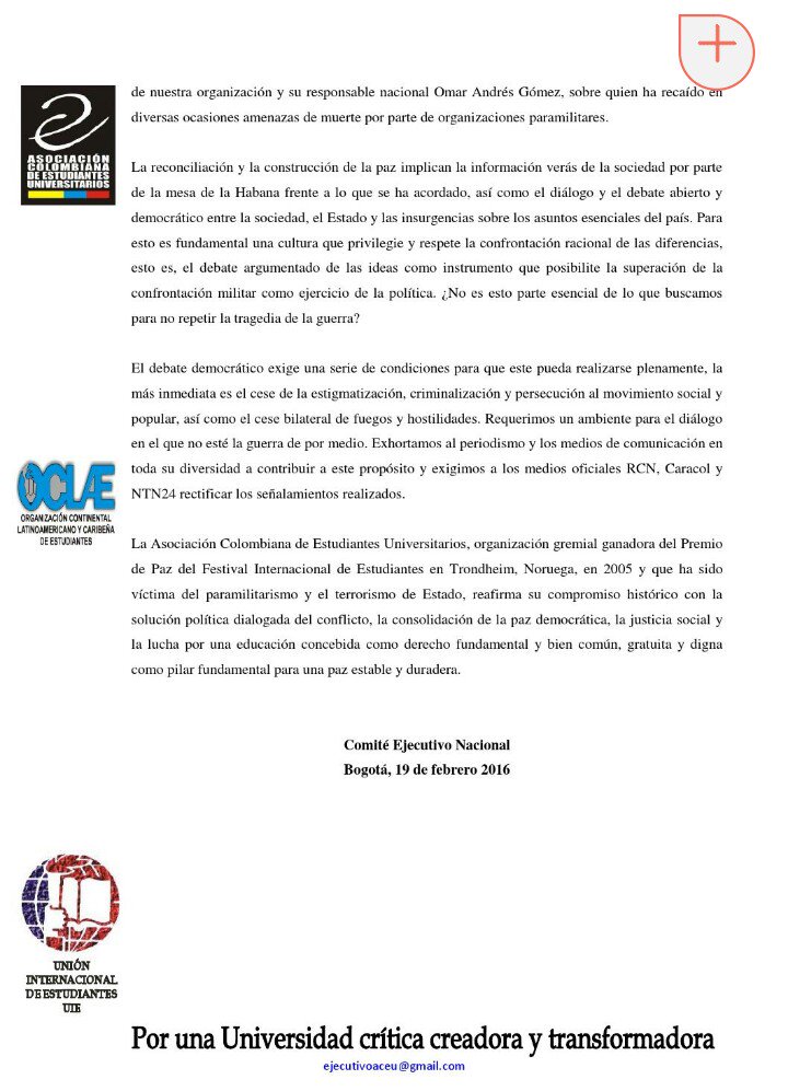 ¡No más persecución y estigmatización al movimiento estudiantil y popular! #ParaLaGuerraNada