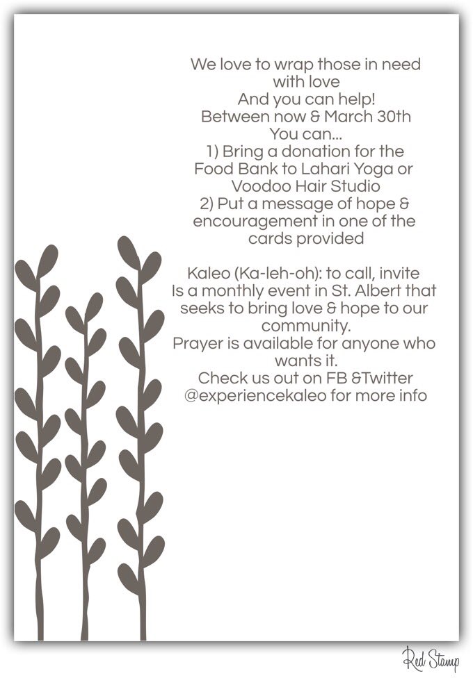 KaleoCollective's tweet photo. Messages of Hope! Bring a food bank donation &amp; sign a card for those who are receiving your gift ❤️ @YogaLahari https://t.co/Enhi5Kp4gE