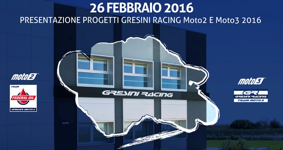 GresiniRacing's tweet photo. Friday 26 February, at 11:30am CET, we will be presenting our 2016 Moto2 and Moto3 racing programs! Stay tuned! https://t.co/h9t7EaCkKE
