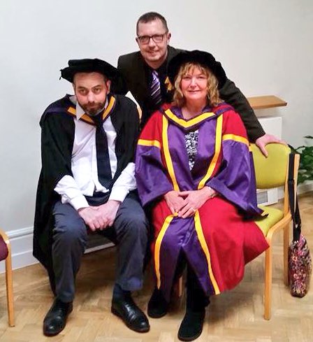 PSGSpeakup's tweet photo. @maxneill with @CraigBly @Rohhss at his graduation today Masters Critical Learning Disability Studies-Distinction 👍👏 https://t.co/6RaeIgu5Z7