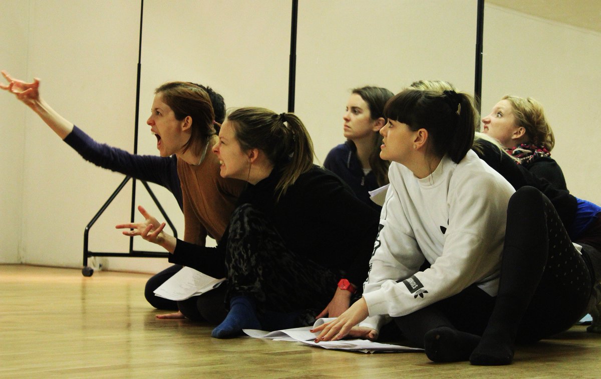 Our chorus in rehearsals, gearing up for a physical and dynamic show #physicaltheatre #dance #chorus #ensemble