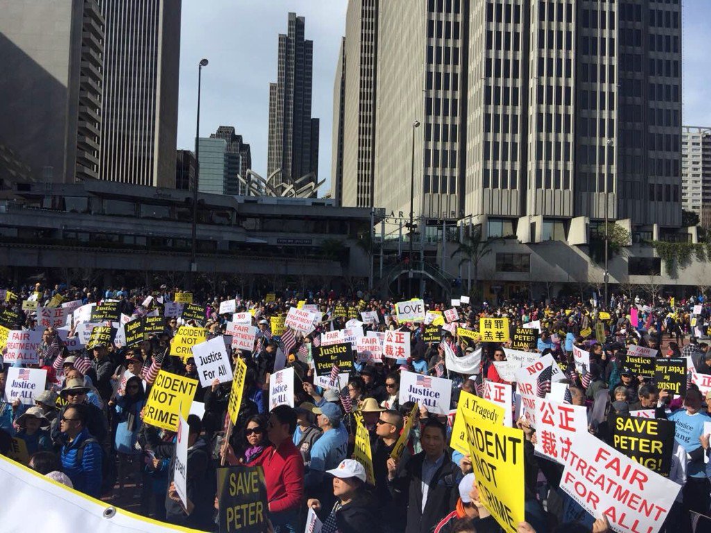 josephinez's tweet photo. Tiger Roar! Proud to organize 10K people rally at SF downtown #Justice4Liang #NoScapegoating! Thx ABC NBC CNN Epoch https://t.co/rGKvZHaQdb
