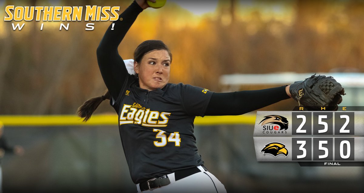 USMGoldenEagles's tweet photo. Golden Eagles WIN!! @SouthernMissSB defeats SIU-Edwardsville, 3-2. Golden Eagles have won 6 of last 8 games. #SMTTT https://t.co/mP3ZiNXpfv