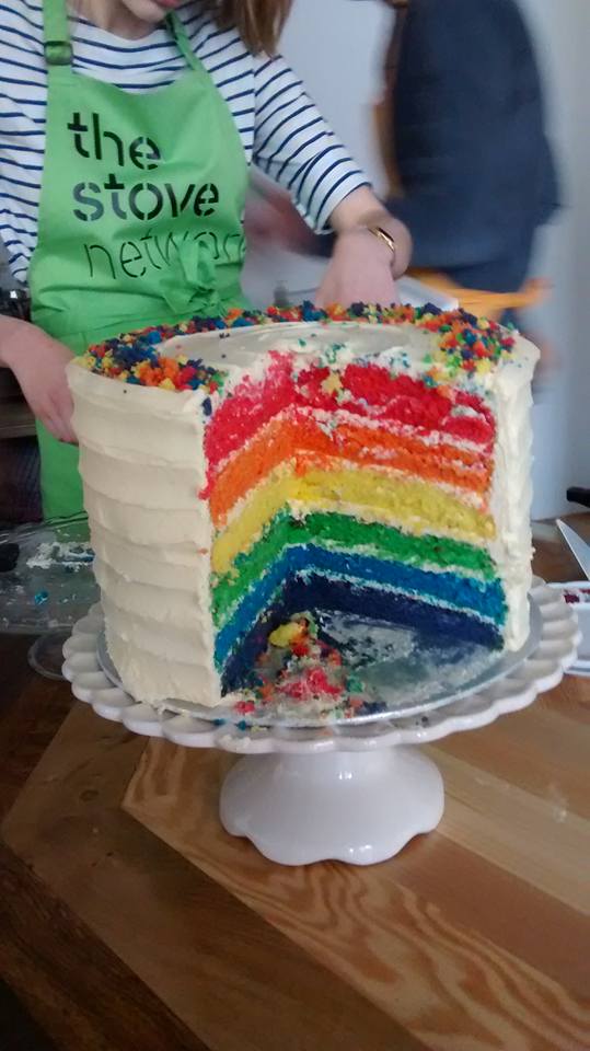 Amazing rainbow cake <a href="/mrsgreenscake/">Mrs Green</a> <a href="/TheStovies/">The Stove Network</a> for LGBT History Month and Freedom Cafe launch in Dumfries #LGBTHM