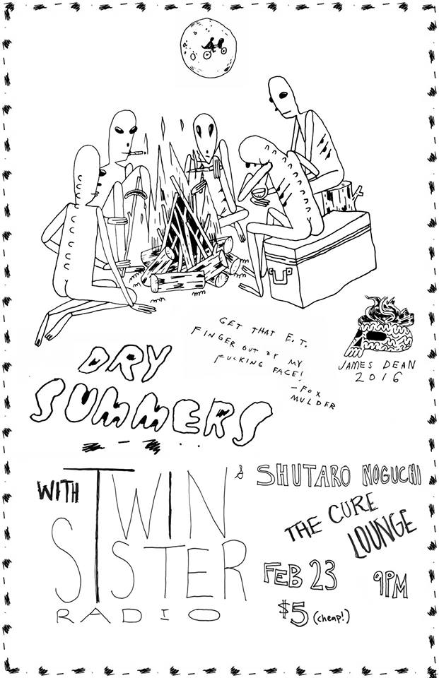 来週ライブです。素敵なフライヤーです。
Show on 2/23 w/ <a href="/drysummersband/">DRYSUMMERS</a> &amp; Twin Sister Radio @ The Cure Lounge