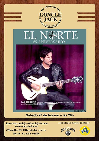 onclejack2's tweet photo. EL NORTE sábado 27 a las 20:00h gira acústica, reservas en onclejack@onclejack.com https://t.co/9yzxEIx83V