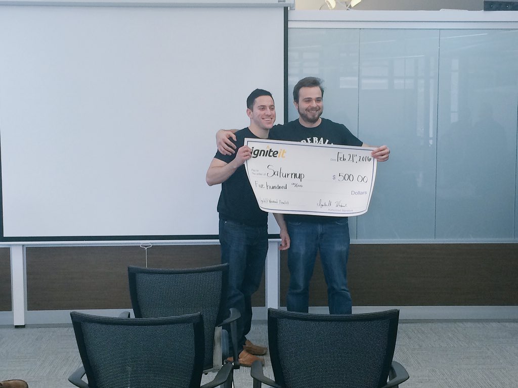 And former TechArb team <a href="/saturnupdev/">Saturnup</a> takes top prize at <a href="/MPowered/">MPowered</a>'s <a href="/IgniteItWeekend/">IgniteIt Weekend</a>! Congrats guys!