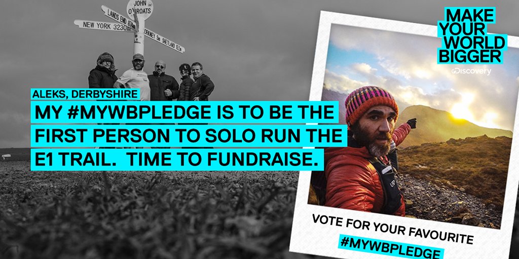 DiscoveryUK's tweet photo. Does @BareFootAleks get your vote? Check out all the #MYWBpledge finalists &amp; vote here: https://t.co/sKVmebMd6z https://t.co/hWDiODHLel