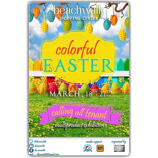 nextcolorrun's tweet photo. @kicaupromo tenant calling || COLORFUL EASTER || 18 - 27 maret @beachwalk_bali , info 082348383675 , @theevent81 https://t.co/jbrgyfffaz