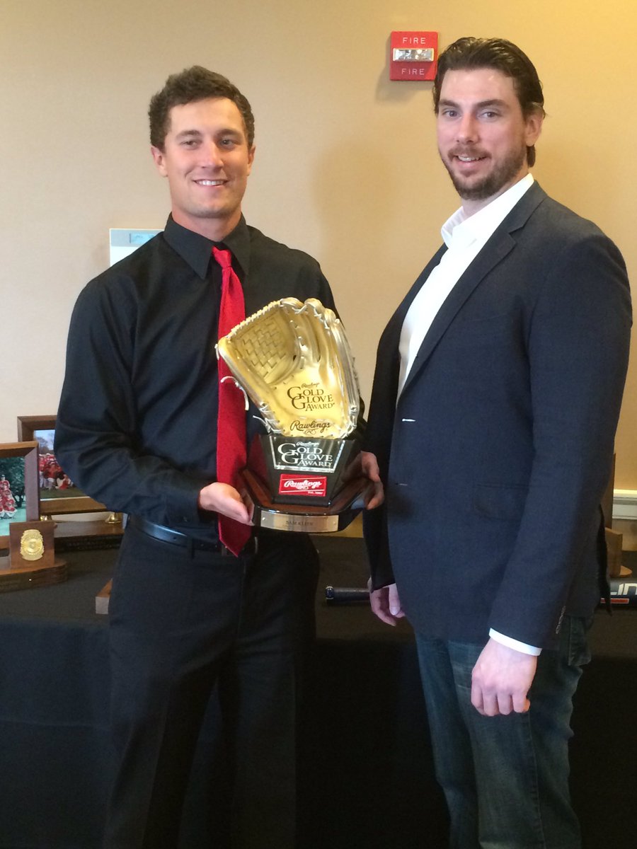 nccbaseball's tweet photo. @Klein_Drives with @RawlingsSports rep Colin accepting his gold glove award. https://t.co/a4F9Mokrdo