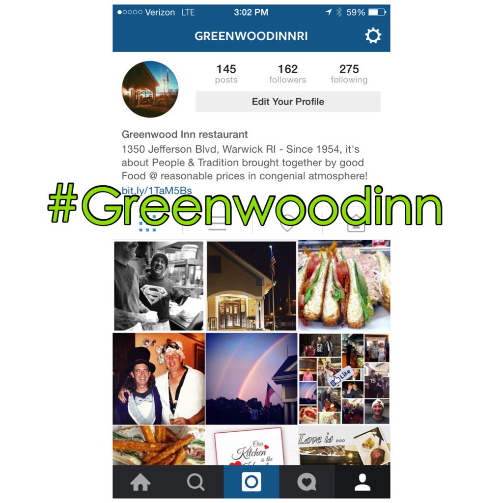 Follow <a href="/GreenwoodInnRI/">Greenwood Inn RI</a> on Instagram. Plus, post pix of your GI visit w/our hashtag. U may win a $25 GI gift card.