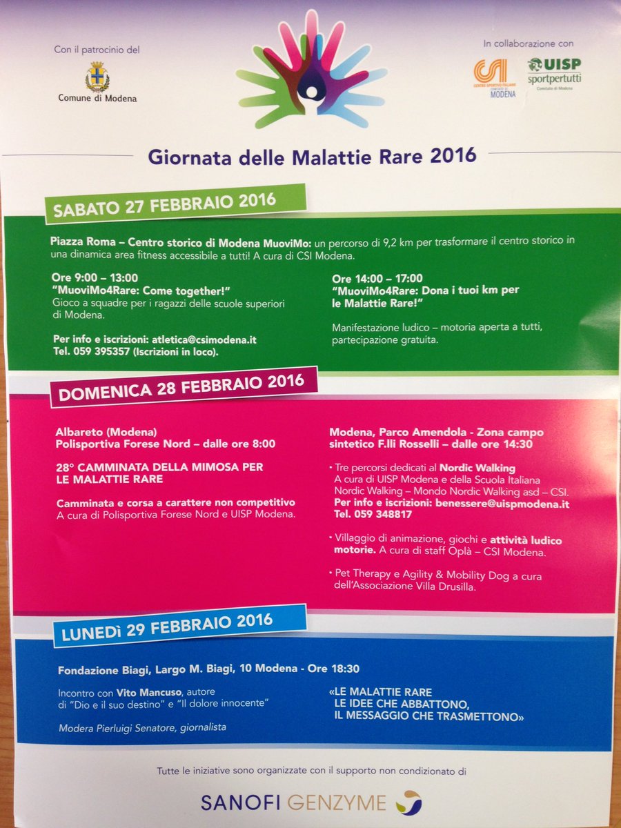 bertelli_nico's tweet image. #Modena4Rare protagonista il 27, 28, 29 febbraio con iniziative per tutti per #RareDiseaseDay 2016