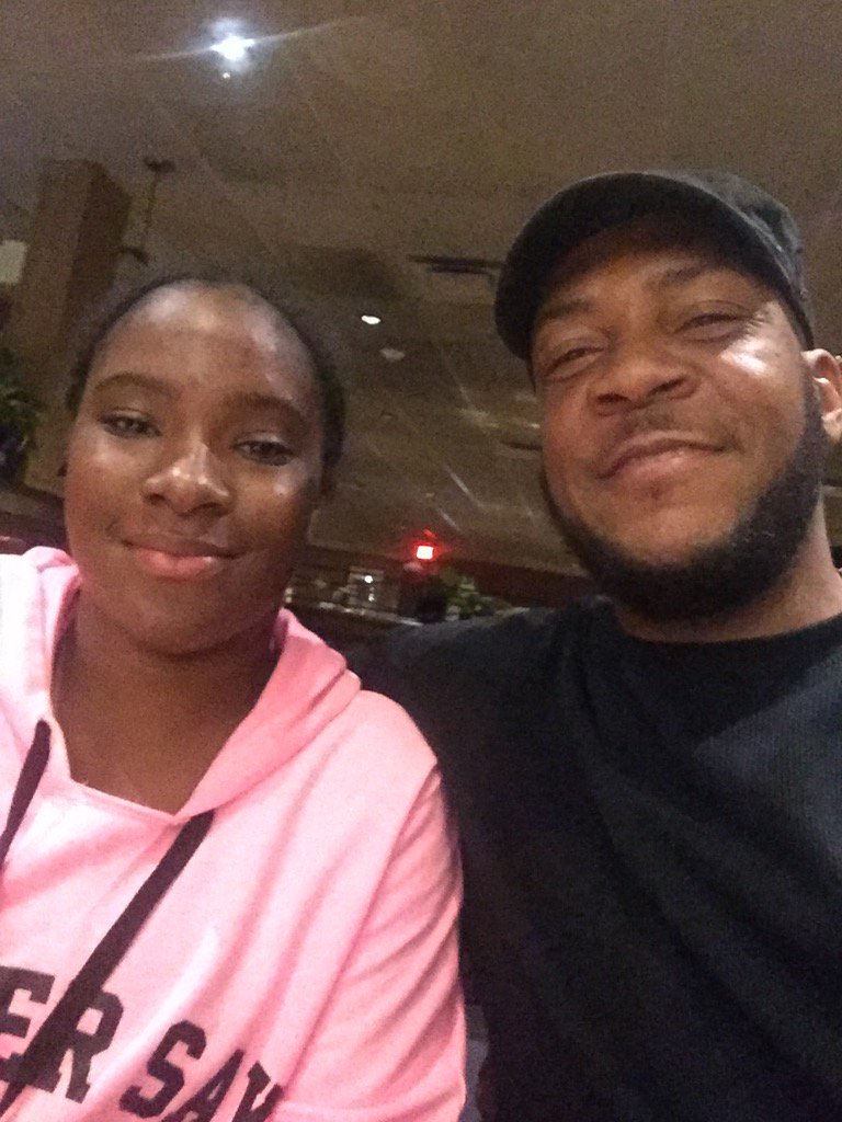 Eating dinner with my god daughter. Haven't seen her since she was a baby.