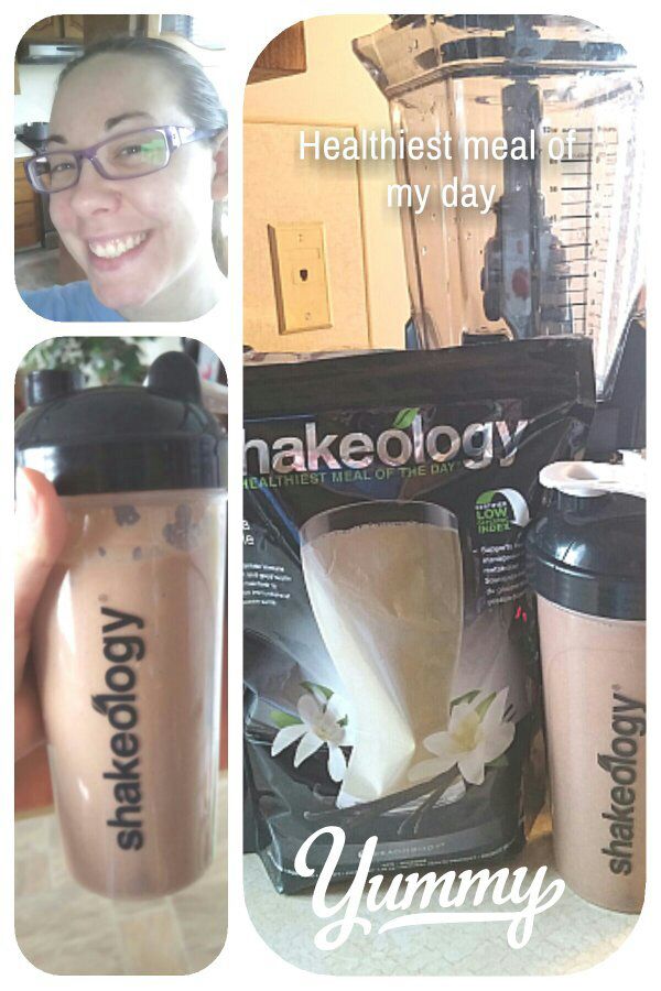 Because some of you have asked: today was cold coffee, almond milk, cocoa, peanut butter and vanilla Shakeology