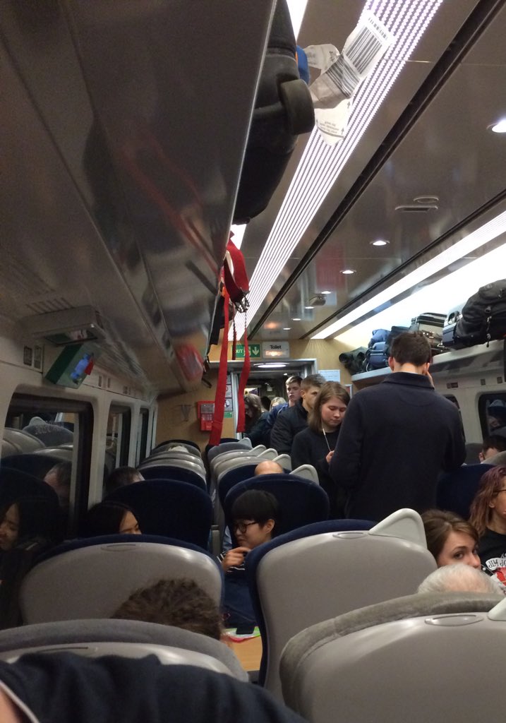 helenledge83's tweet photo. A regular Sunday night occurrence on another delayed @Virgin_TrainsEC to #Newcastle AC welcome, can't move to ask! https://t.co/cYro5vd1mt