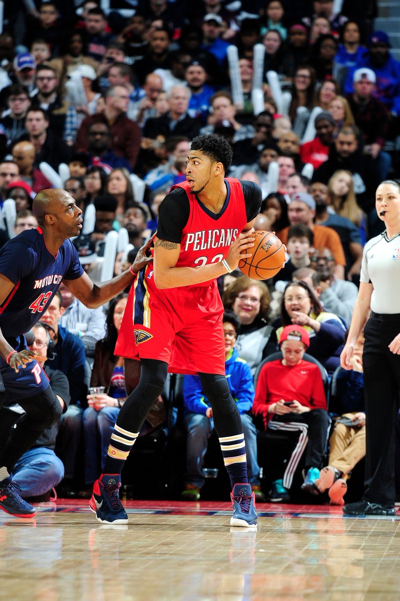 NBA's tweet photo. AD goes OFF for 59 PTs (24-34 FG, 9-10 FT), 20 REBs to spark @PelicansNBA to a 111-106 W over @Pistons. #NOPatDET https://t.co/GIvmrJn1cR