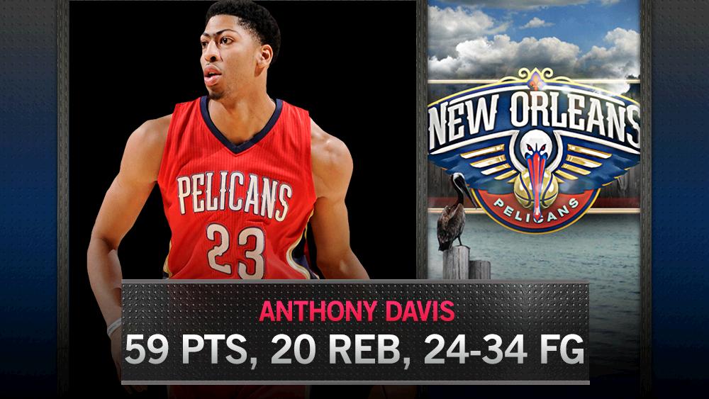 ESPNNBA's tweet photo. The Brow just set a new NBA season-high for Pts (59), passing DeMarcus Cousins' 56. https://t.co/njWTXmMVkz