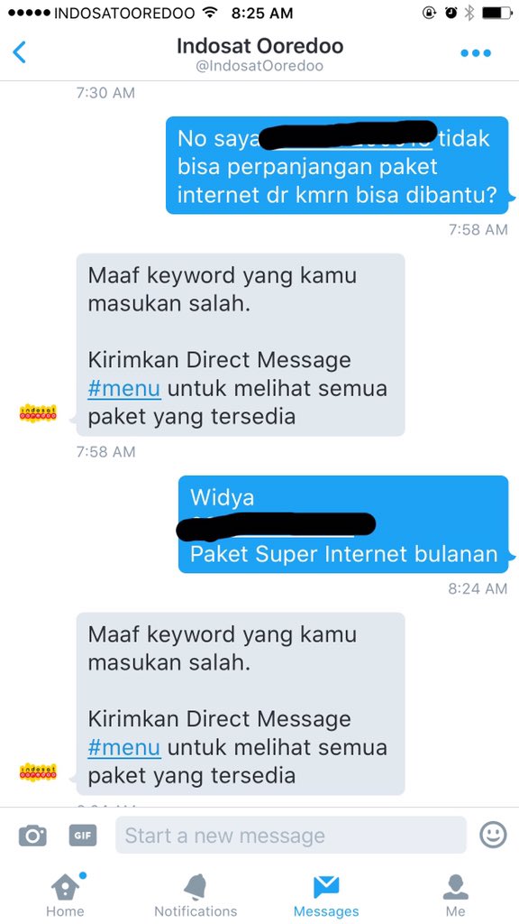 Kirim dm tapi balasannya seperti ini..bagaimana ini @IndosatOoredoo ??